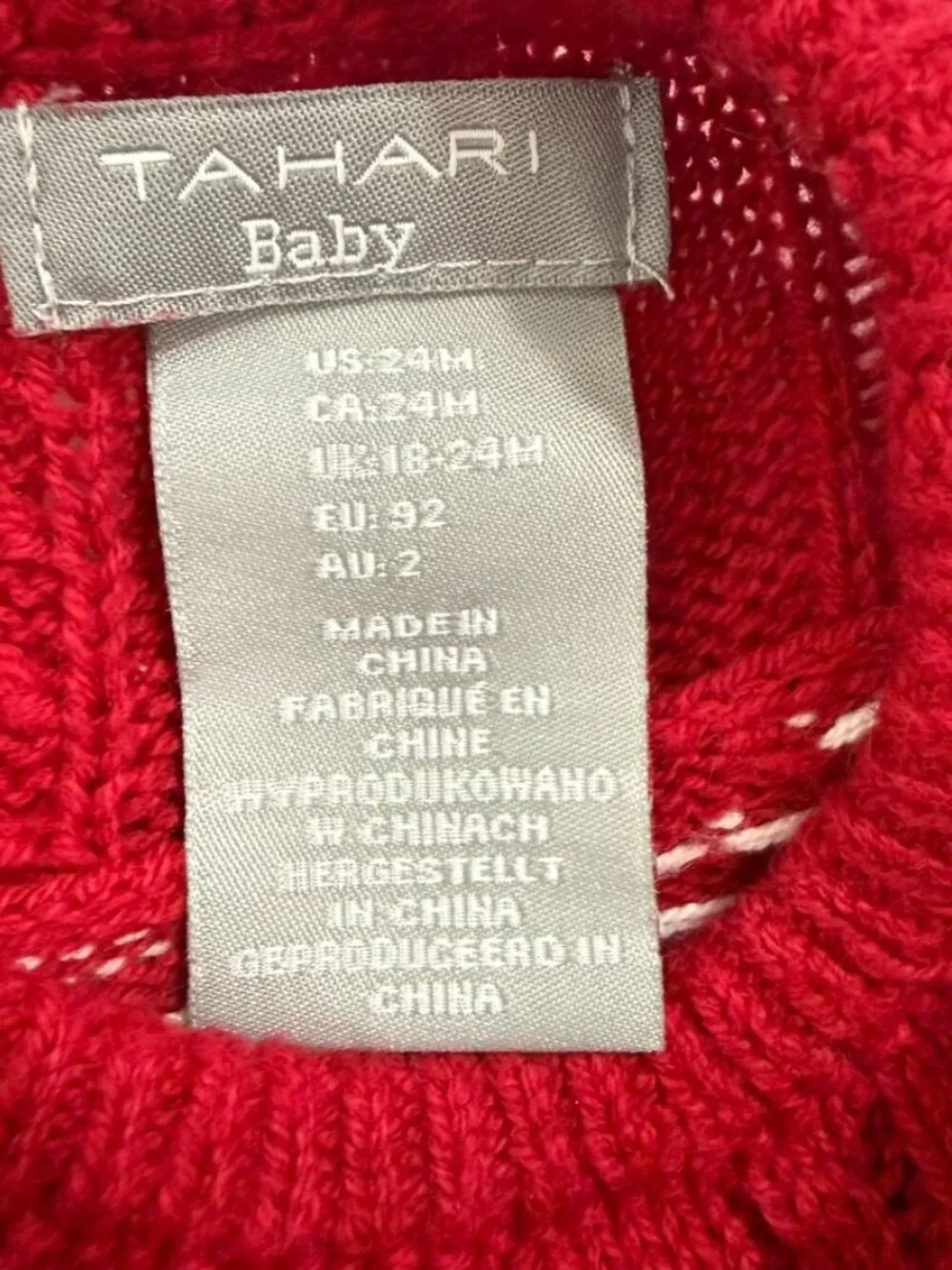 Tahari Baby Girls 24M Christmas Sweater Dress Fair Isle Red Holiday
